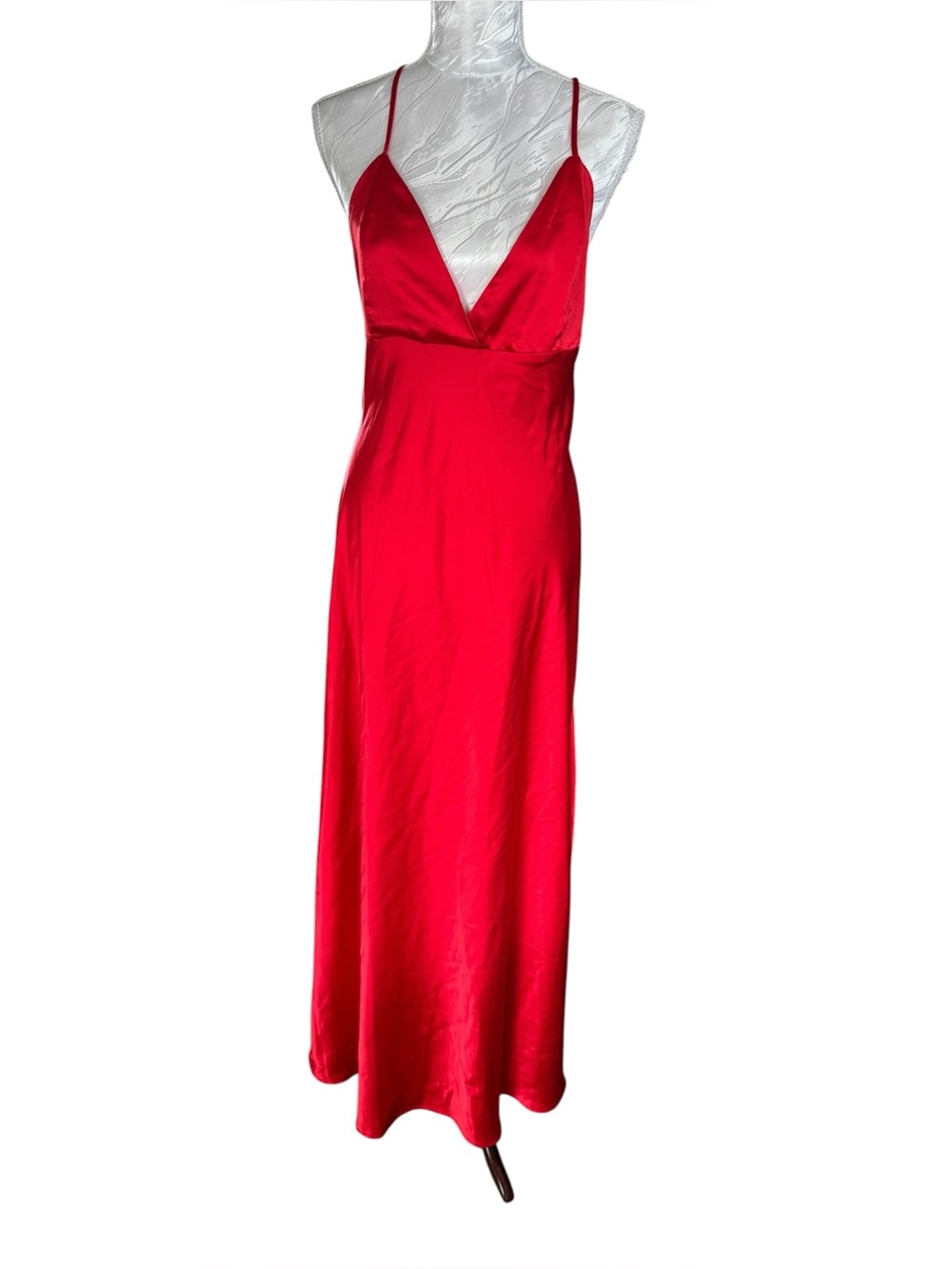 Forever21 Red Satin Slip Dress with Spaghetti Straps